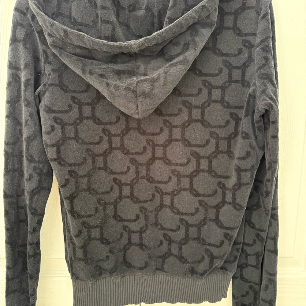 Juicy Couture Black Hooded Velvet Zip-Up Jacket with Gold Hardware size M Y2K - Picture 6 of 10